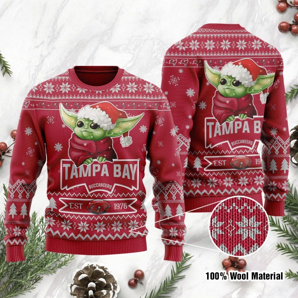 Tampa Bay Buccaneers Cute Baby Yoda Grogu Holiday Party Ugly Christmas Sweater Tampa Bay Buccaneers Cute Baby Yoda Grogu Holiday Party Ugly Christmas Sweater