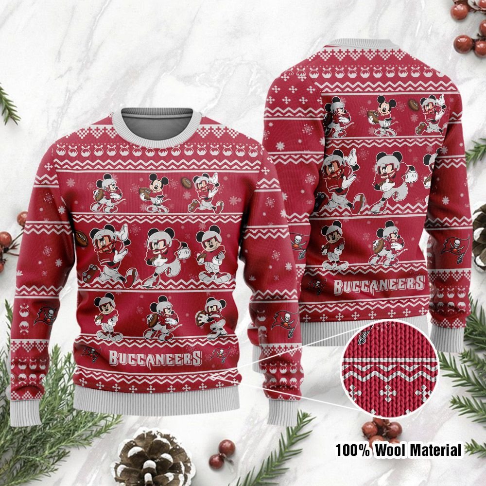 Tampa Bay Buccaneers Mickey Mouse Holiday Party Ugly Christmas Sweater Tampa Bay Buccaneers Mickey Mouse Holiday Party Ugly Christmas Sweater