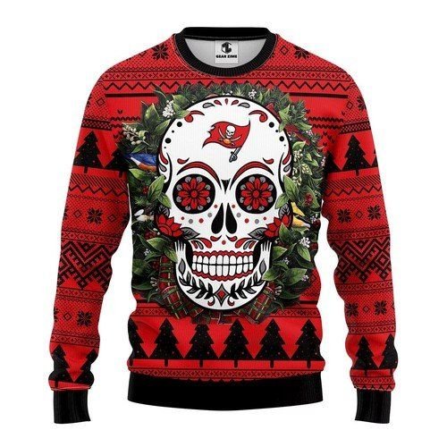 Tampa Bay Buccaneers Skull Flower For Unisex Ugly Christmas Sweater Tampa Bay Buccaneers Skull Flower For Unisex Ugly Christmas Sweater