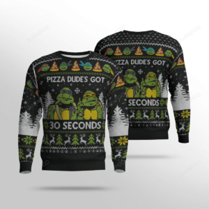 Teenage Mutant Ninja Turtles Pizza Dude?s Got 30 Seconds Ugly Christmas Sweater