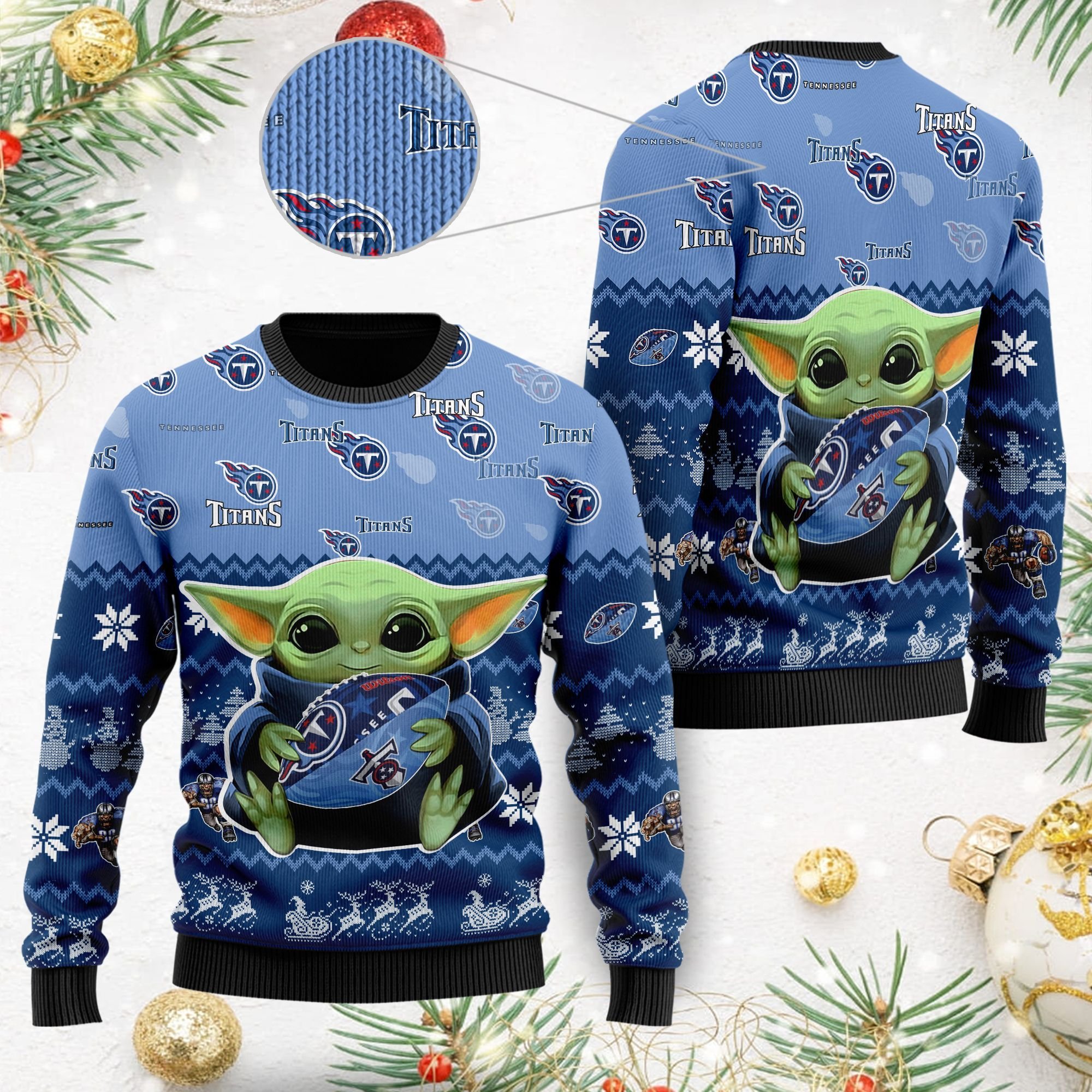 Tennessee Titans Baby Yoda Ugly Christmas Sweater Tennessee Titans Baby Yoda Ugly Christmas Sweater