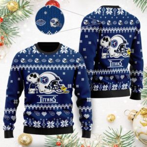 Tennessee Titans Cute The Snoopy Show Football Helmet 3D All Over Print Ugly Christmas Sweater