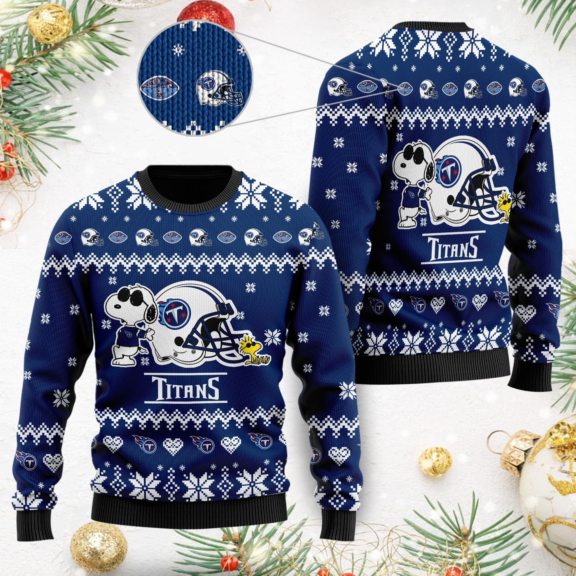 Tennessee Titans Cute The Snoopy Show Football Helmet 3D All Over Print Ugly Christmas Sweater Tennessee Titans Cute The Snoopy Show Football Helmet 3D All Over Print Ugly Christmas Sweater