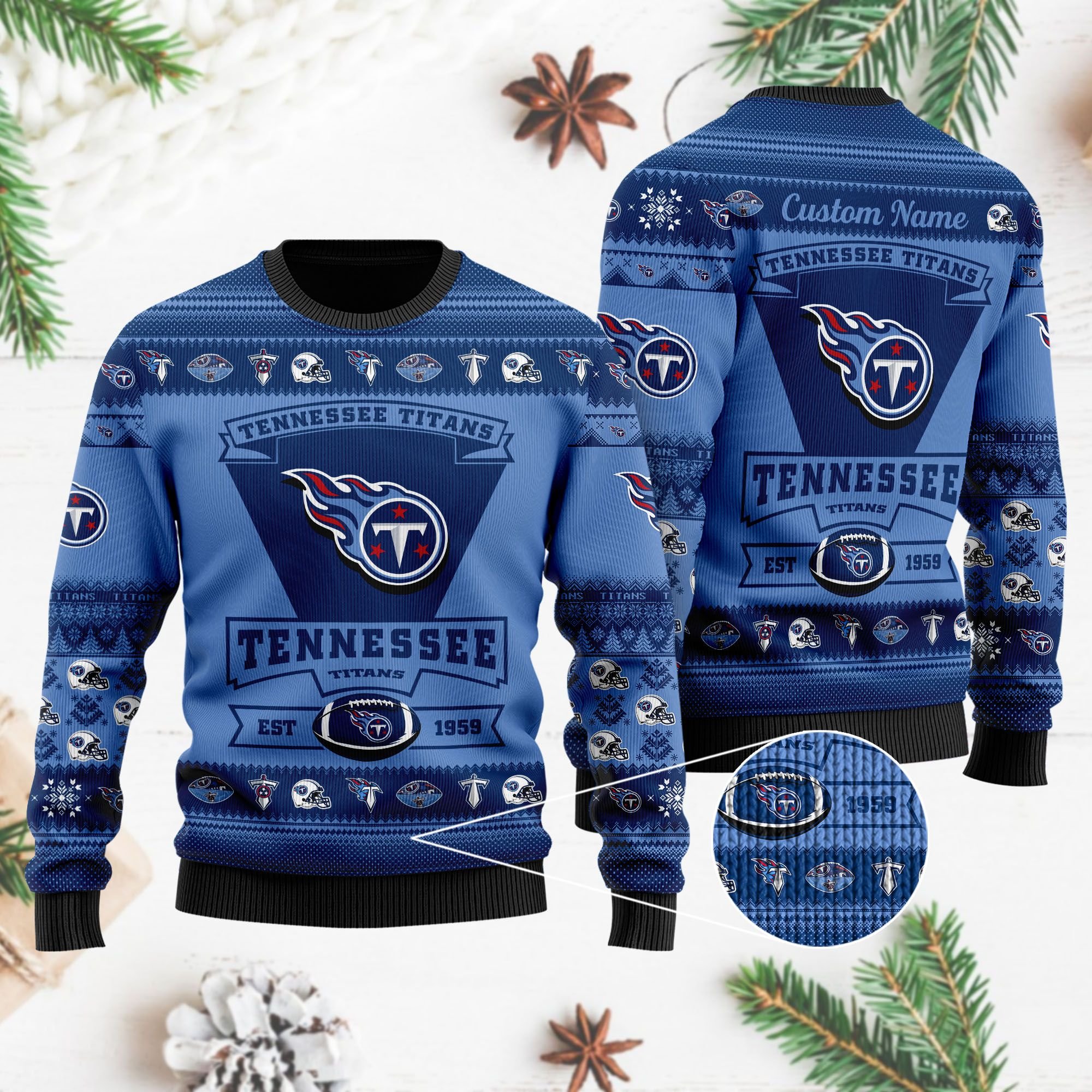 Tennessee Titans Football Team Logo Custom Name Personalized Ugly Christmas Sweater Tennessee Titans Football Team Logo Custom Name Personalized Ugly Christmas Sweater