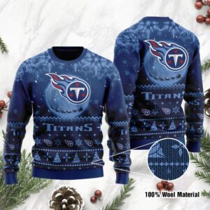 Tennessee Titans Santa Claus In The Moon Ugly Christmas Sweater