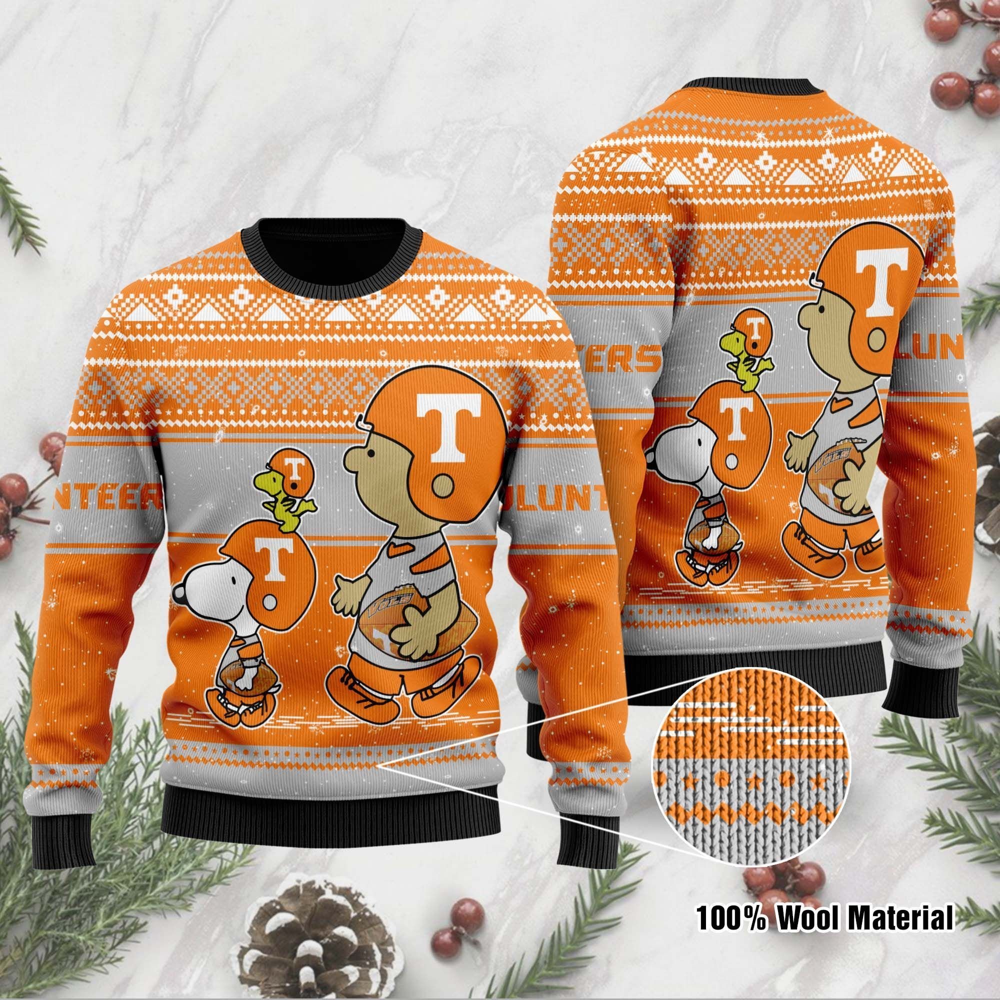 Tennessee Volunteers Charlie Brown Snoopy Wear Football Jersey Ugly Christmas Sweater Tennessee Volunteers Charlie Brown Snoopy Wear Football Jersey Ugly Christmas Sweater