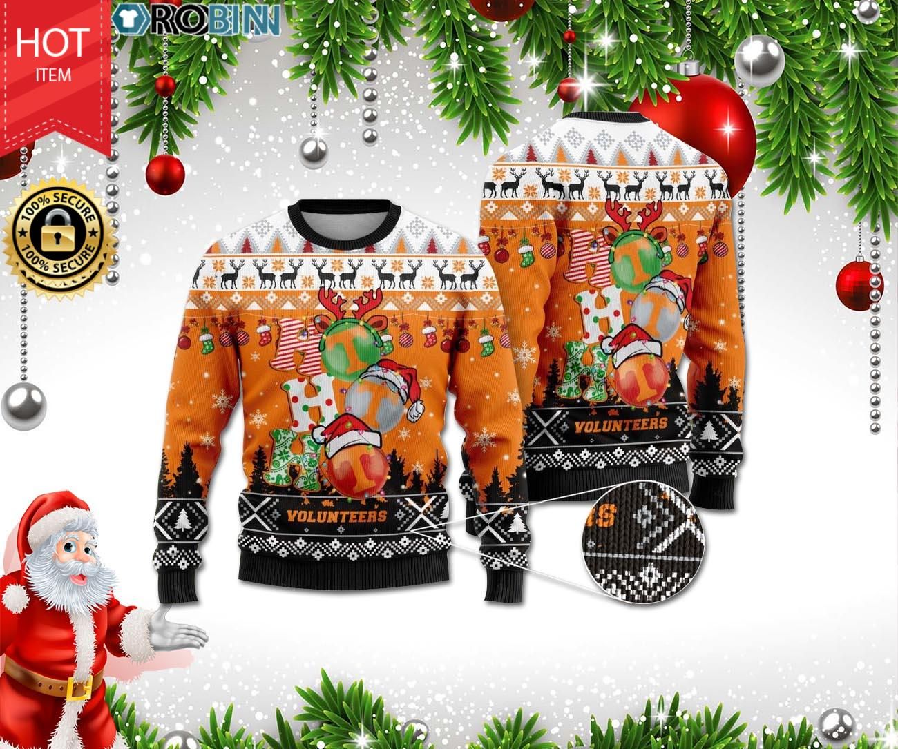 Tennessee Volunteers Ho Ho Ho Ugly Christmas Sweater Tennessee Volunteers Ho Ho Ho Ugly Christmas Sweater