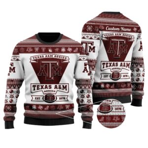 Texas A&M Aggies Football Team Logo Personalized Ugly Christmas Sweater