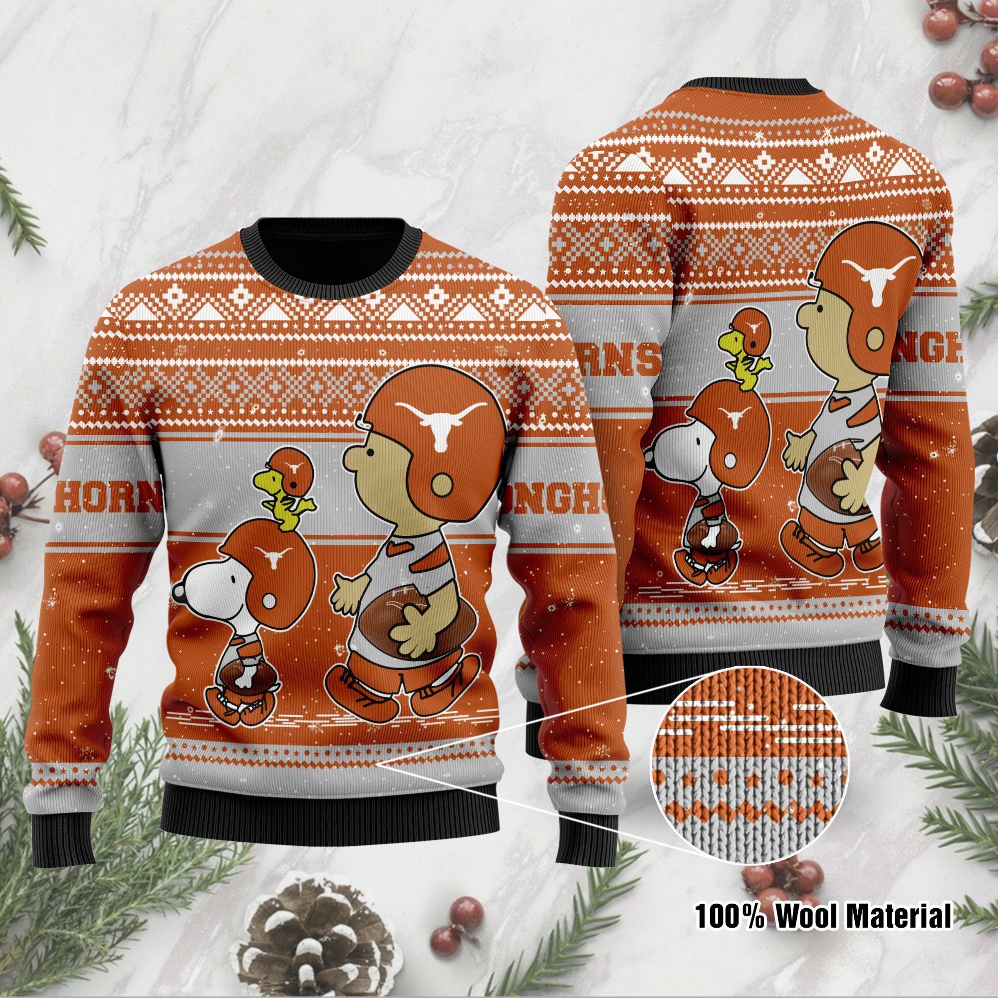 Texas Longhorns Charlie Brown Snoopy Wear Football Jersey Ugly Christmas Sweater Texas Longhorns Charlie Brown Snoopy Wear Football Jersey Ugly Christmas Sweater