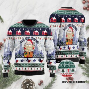 Texas Merry Christmas Jesus Santa Claus Ugly Sweater