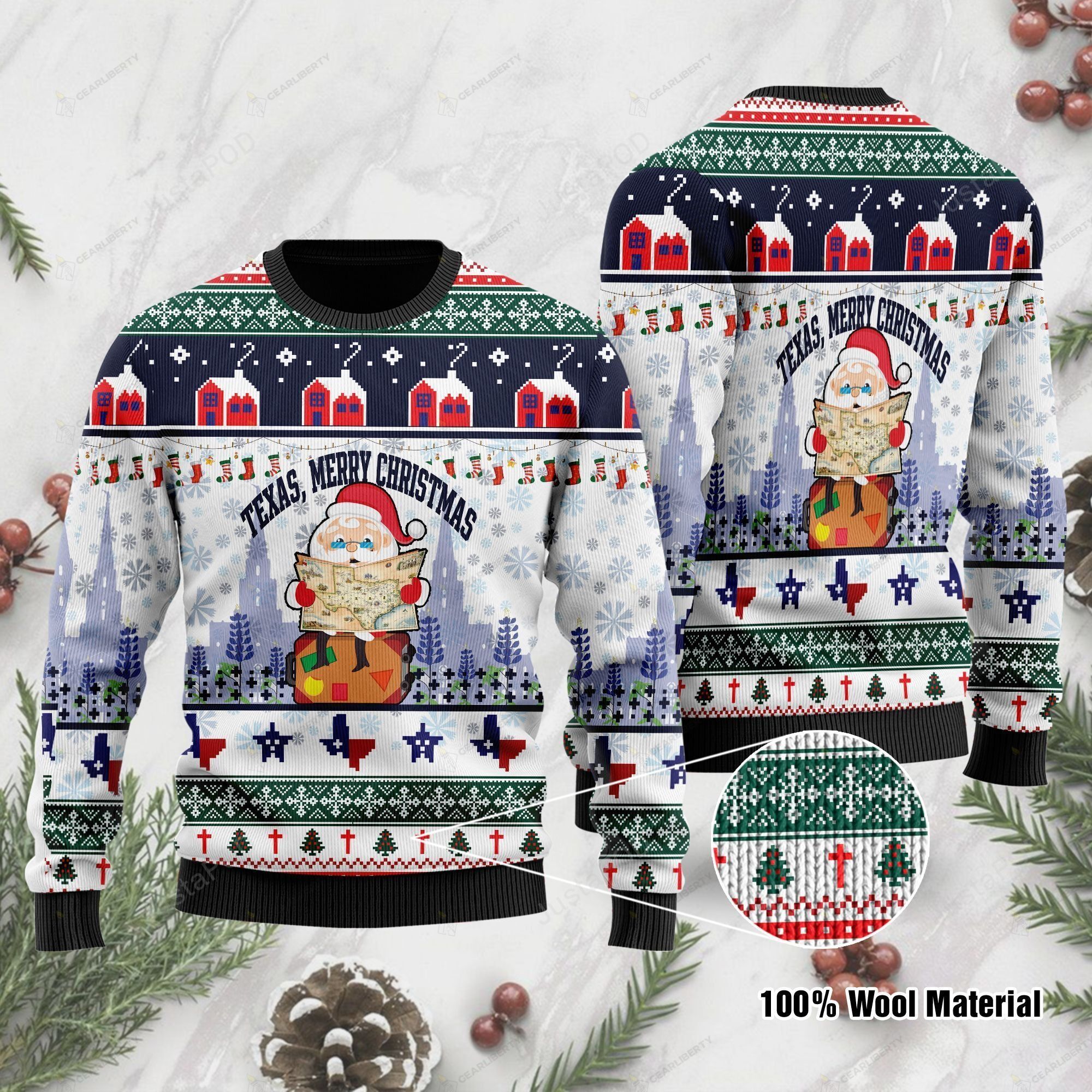 Texas Merry Christmas Jesus Santa Claus Ugly Sweater Texas Merry Christmas Jesus Santa Claus Ugly Sweater