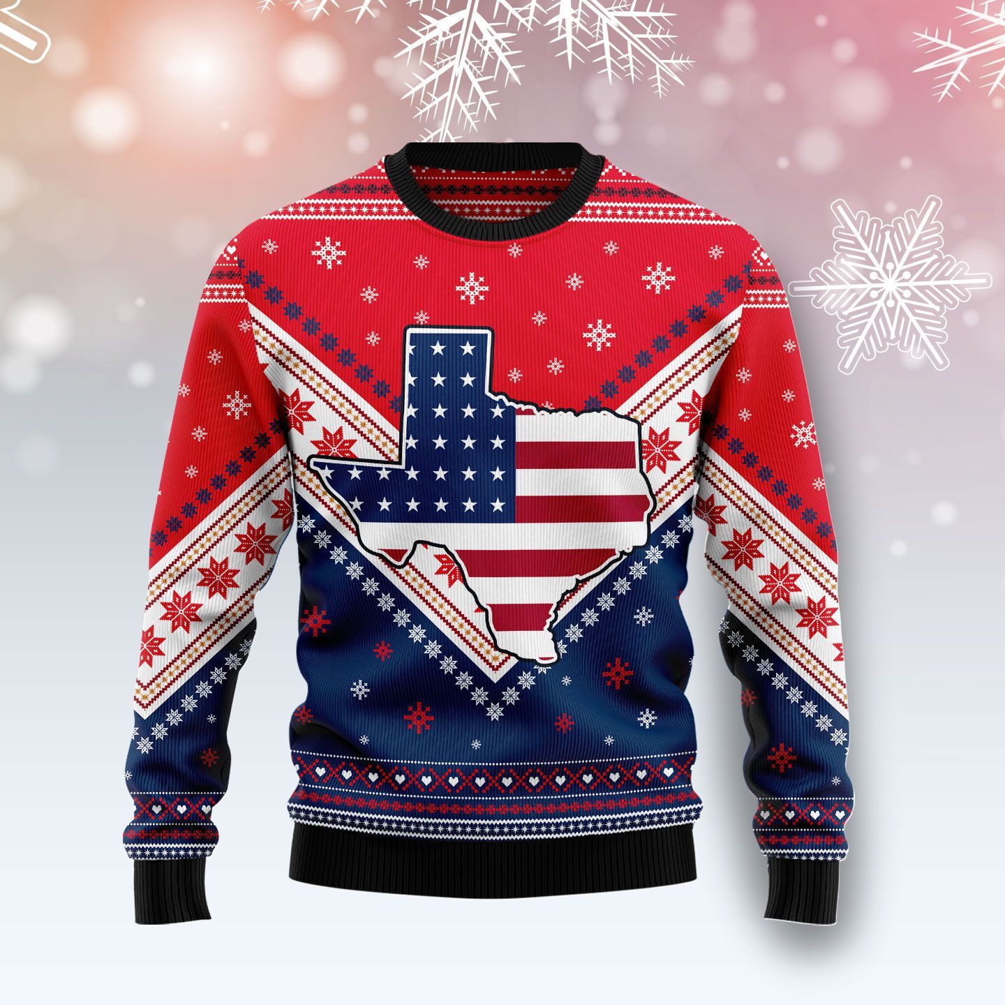 Texas USA Flag Ugly Christmas Sweater Texas USA Flag Ugly Christmas Sweater