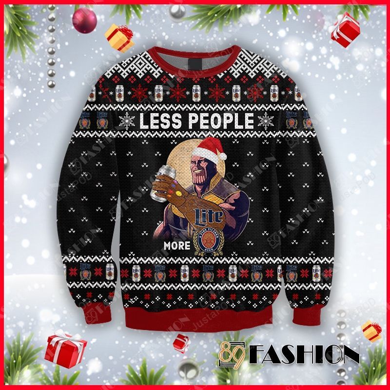Thanos Less People More Miller Lite Ugly Christmas Sweater Thanos Less People More Miller Lite Ugly Christmas Sweater