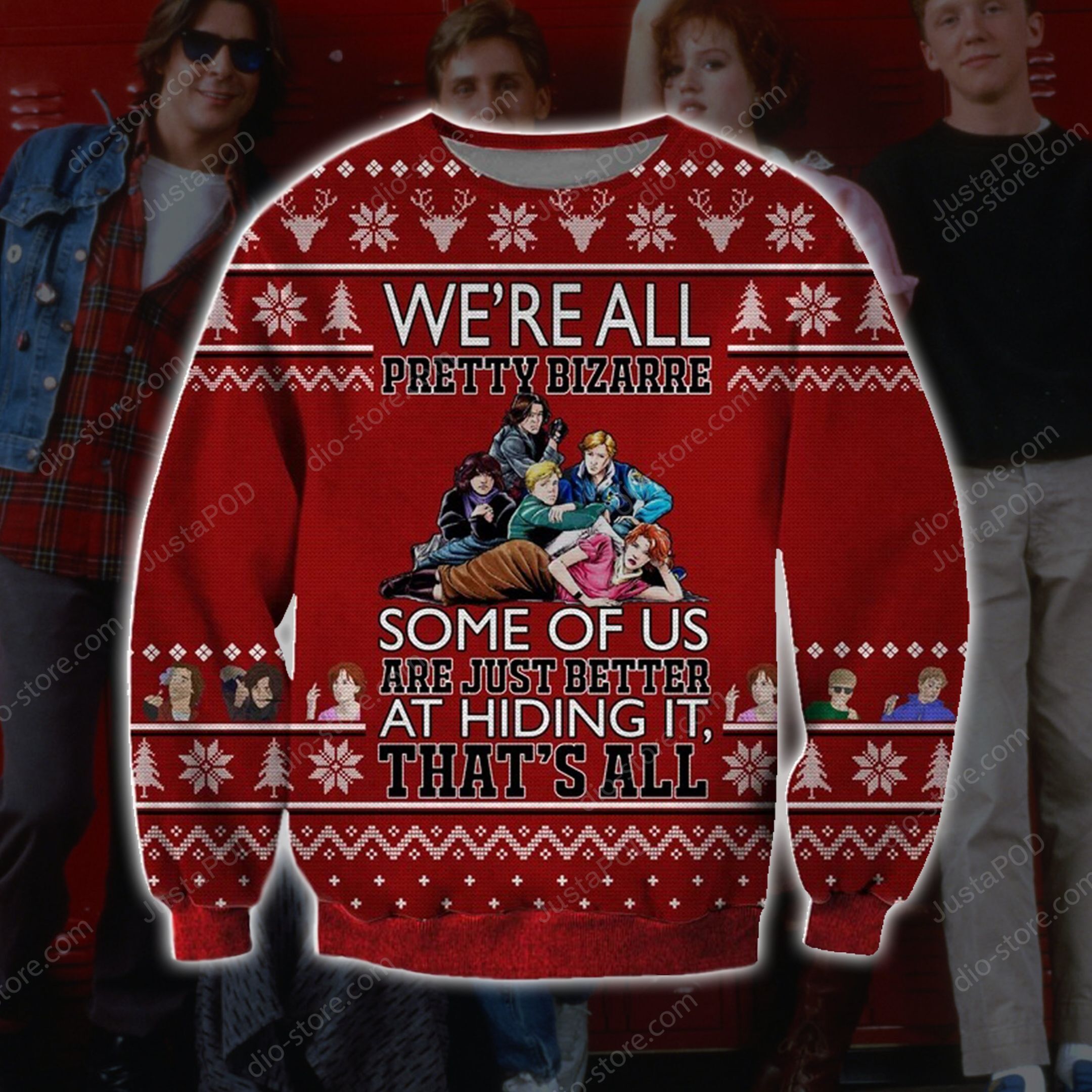 The Breakfast Club Knitting Pattern 3d Print Ugly Christmas Sweater The Breakfast Club Knitting Pattern 3d Print Ugly Christmas Sweater