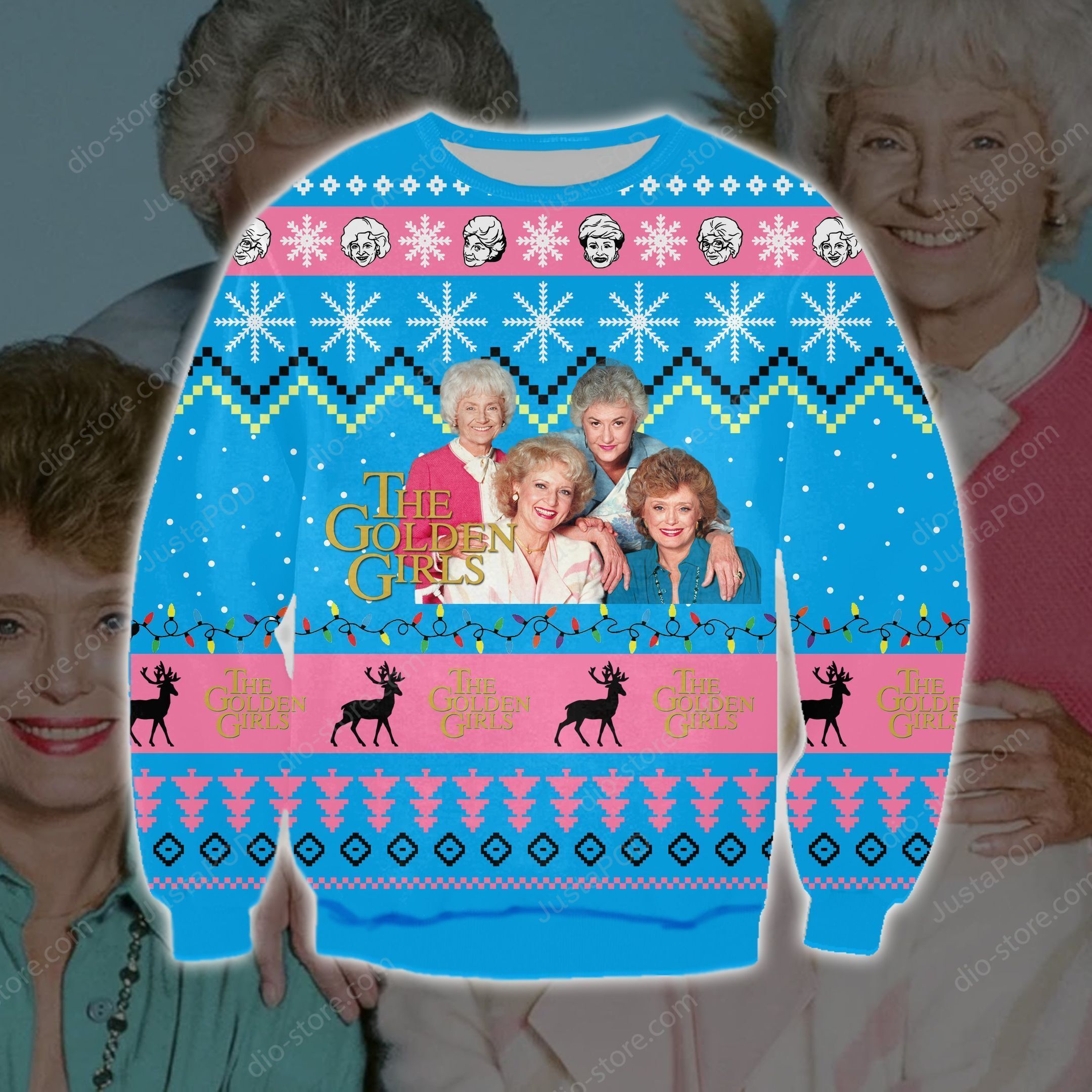 The Golden Girls Knitting Pattern 3d Print Ugly Sweater The Golden Girls Knitting Pattern 3d Print Ugly Sweater