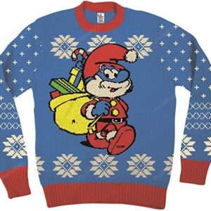 The Smurfs Papa Smurf As Santa Adult Blue Ugly Christmas Sweater