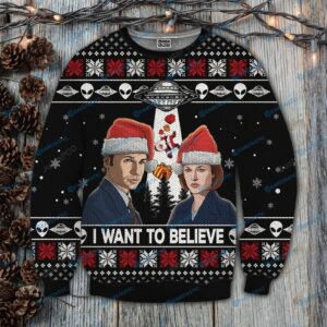 The X Files I Want To Believe Ugly Christmas Sweater