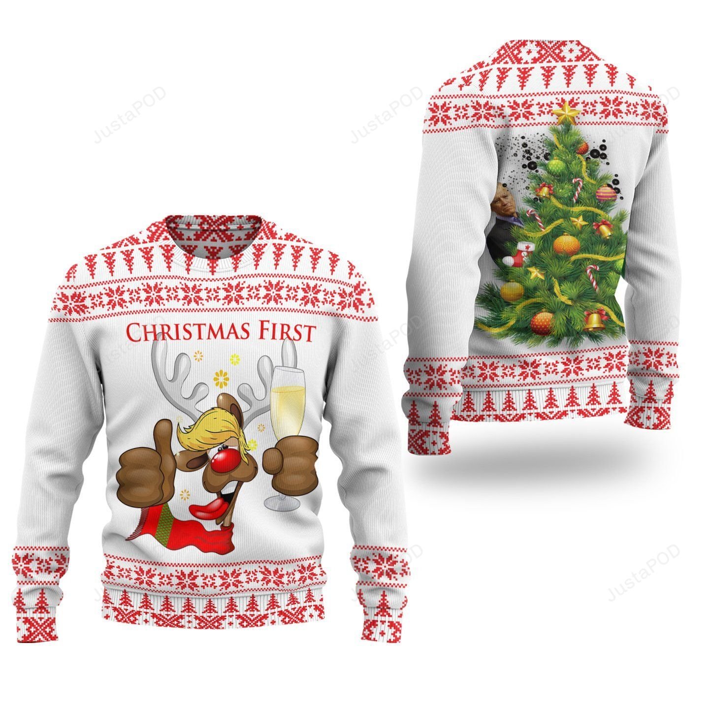 Trump Reindeer Drunk Ugly Christmas Sweater Trump Reindeer Drunk Ugly Christmas Sweater