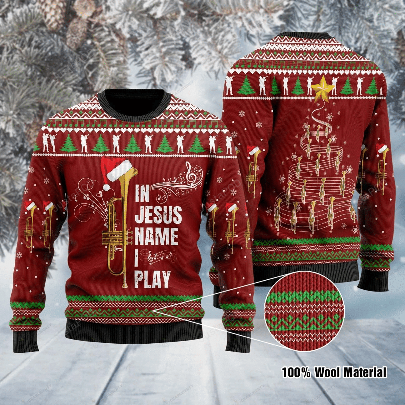 Trumpet Christmas In Jesus Name I Play Ugly Christmas Sweater Trumpet Christmas In Jesus Name I Play Ugly Christmas Sweater
