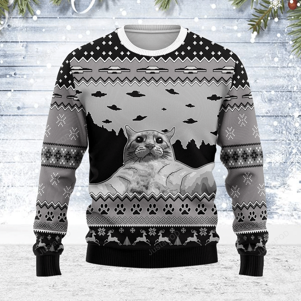 UFO And Cat Ugly Christmas Sweater UFO And Cat Ugly Christmas Sweater