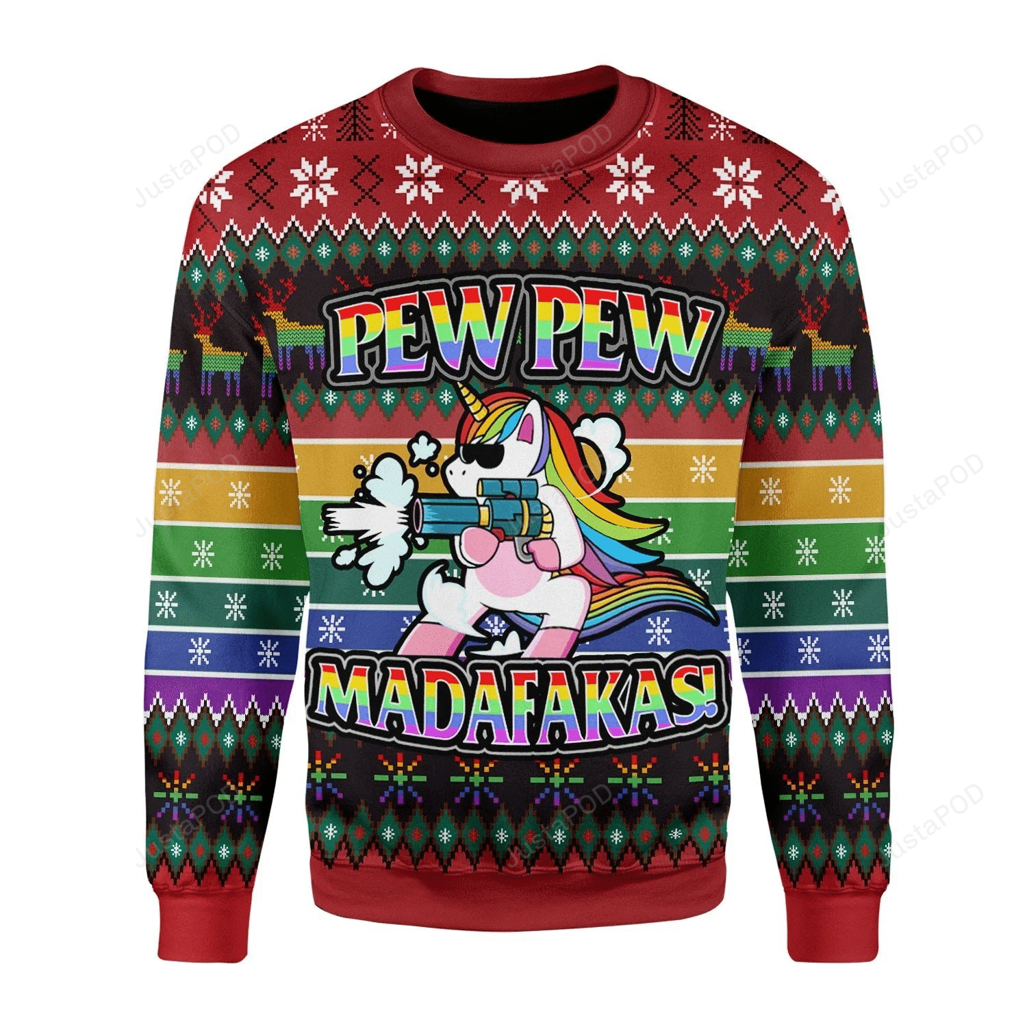 Unicorn LGBT Pew Pew Ugly Christmas Sweater Unicorn LGBT Pew Pew Ugly Christmas Sweater