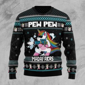 Unicorn Pew Pew Madafakas Ugly Christmas Sweater