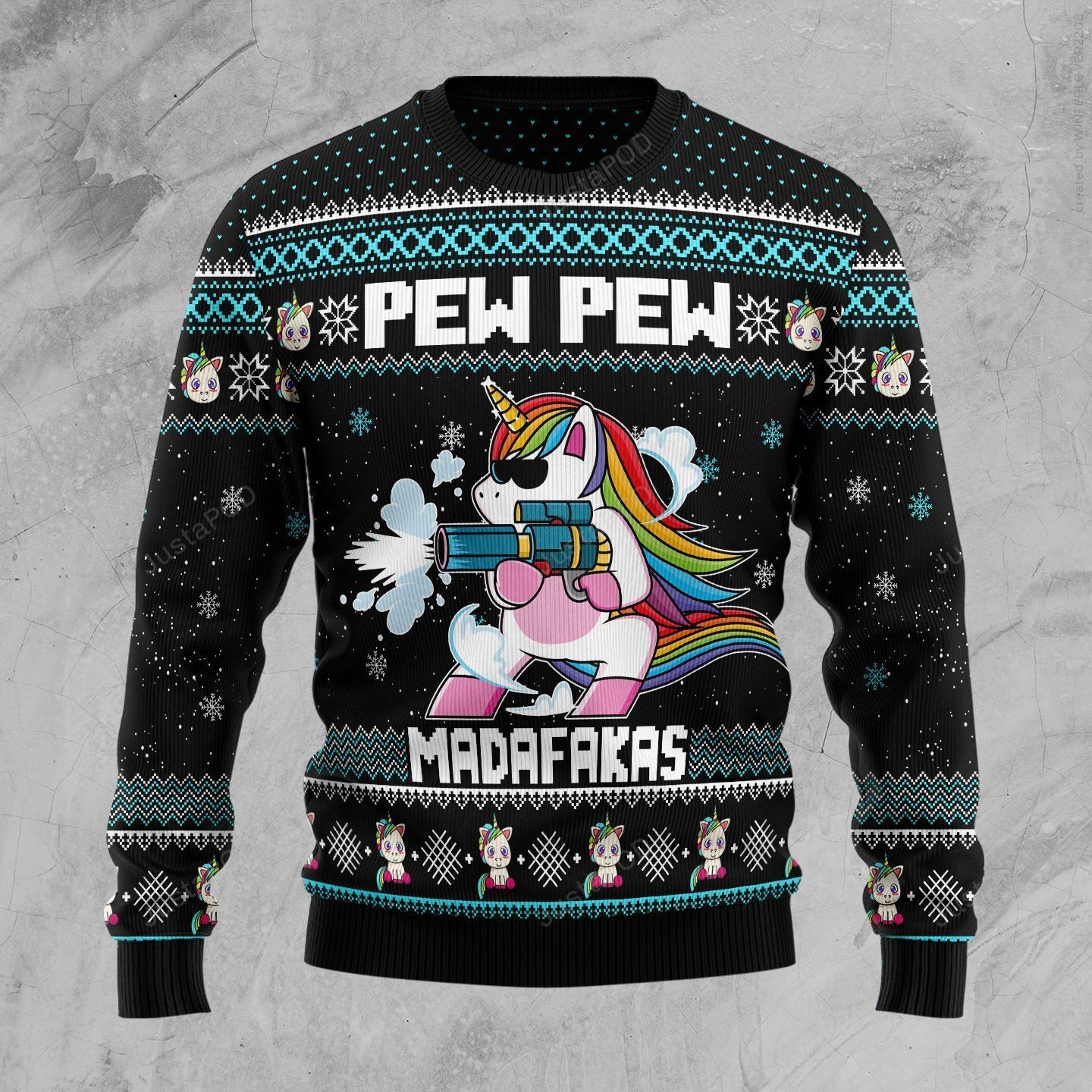 Unicorn Pew Pew Madafakas Ugly Christmas Sweater Unicorn Pew Pew Madafakas Ugly Christmas Sweater