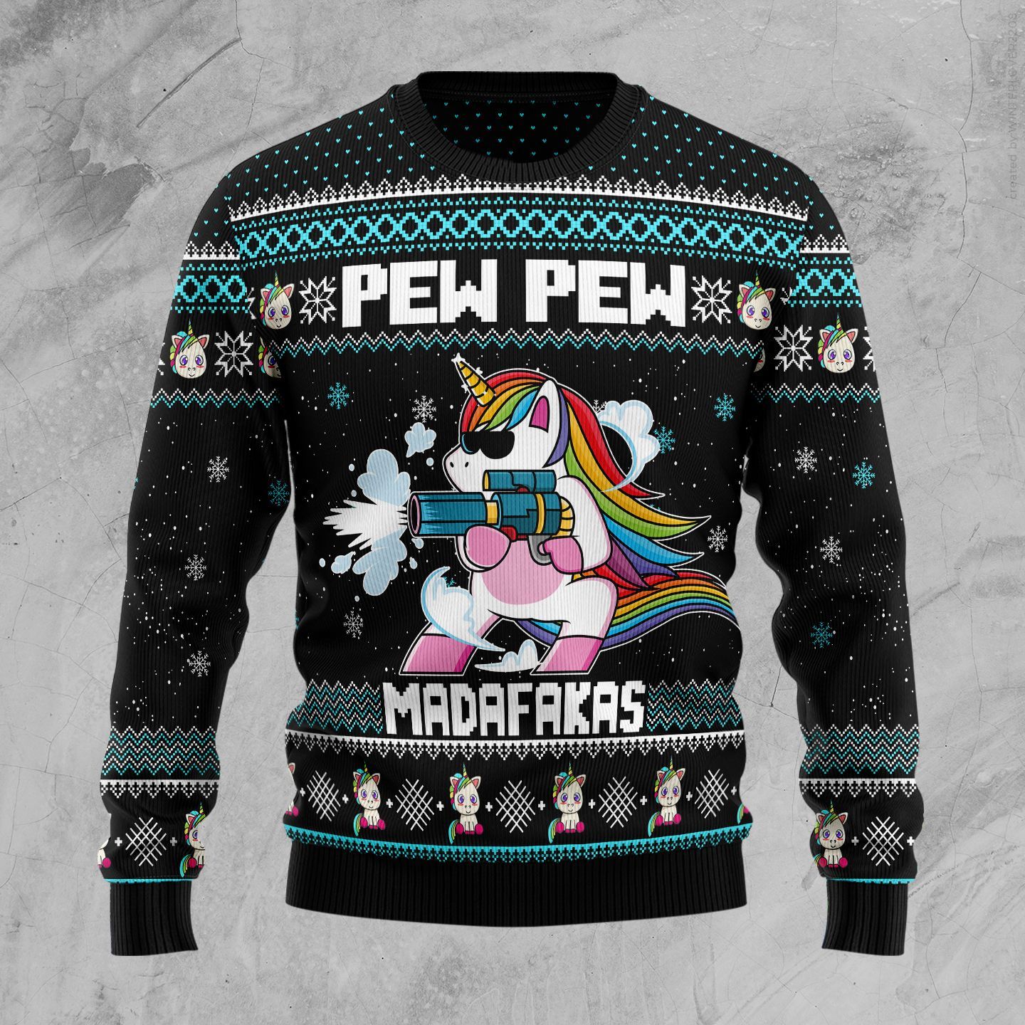 Unicorn Pew Pew Ugly Christmas Sweater Unicorn Pew Pew Ugly Christmas Sweater