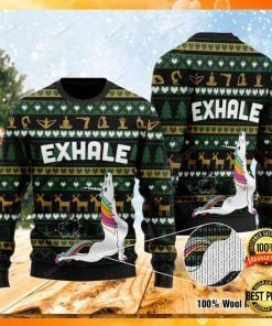 Unicorn Yoga Exhale Ugly Christmas Sweater
