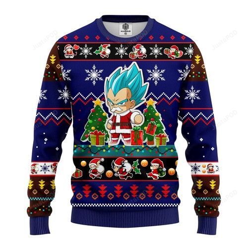 Vegeta Blue Anime Dragon Ball Ugly Christmas Sweater Vegeta Blue Anime Dragon Ball Ugly Christmas Sweater
