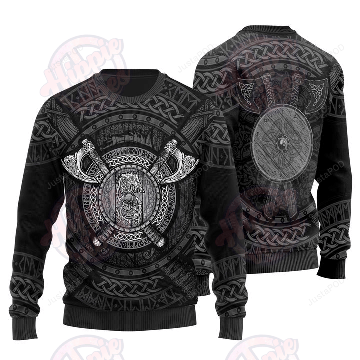 Viking Axes & Shield Ugly Christmas Sweater Viking Axes & Shield Ugly Christmas Sweater