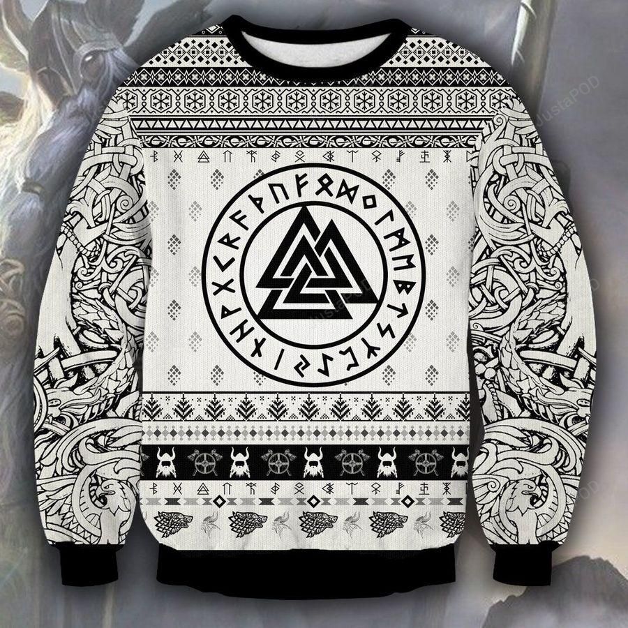 Viking Black And White Ugly Christmas Sweater Viking Black And White Ugly Christmas Sweater