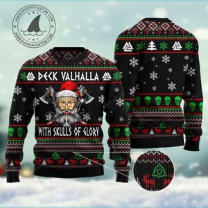 Viking Deck Valhalla Skulls Of Glory For Unisex Ugly Christmas Sweater