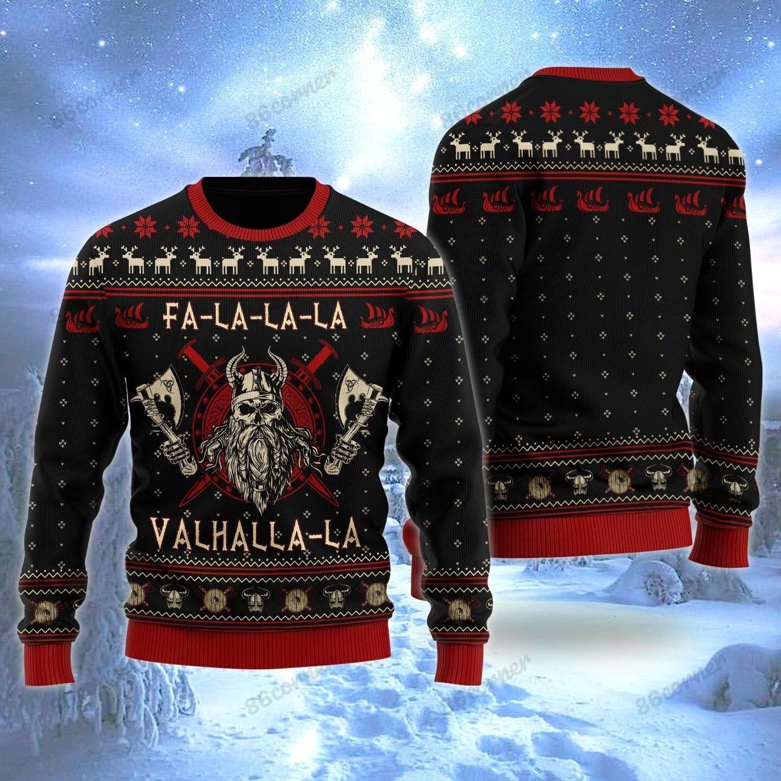 Viking Fa-la-la-la Valhalla-la Ugly Christmas Sweater Viking Fa-la-la-la Valhalla-la Ugly Christmas Sweater