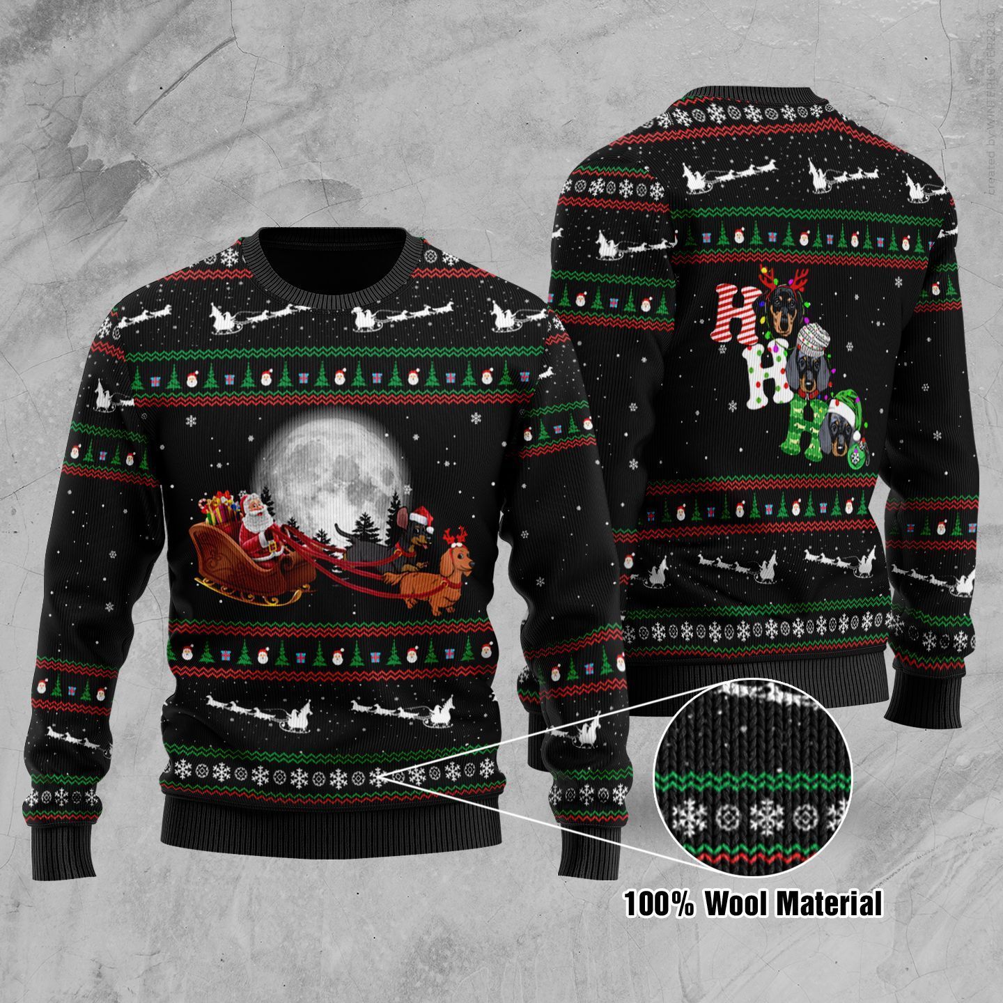 W Dachshund Merry Christmas Santa For Unisex Ugly Christmas Sweater W Dachshund Merry Christmas Santa For Unisex Ugly Christmas Sweater
