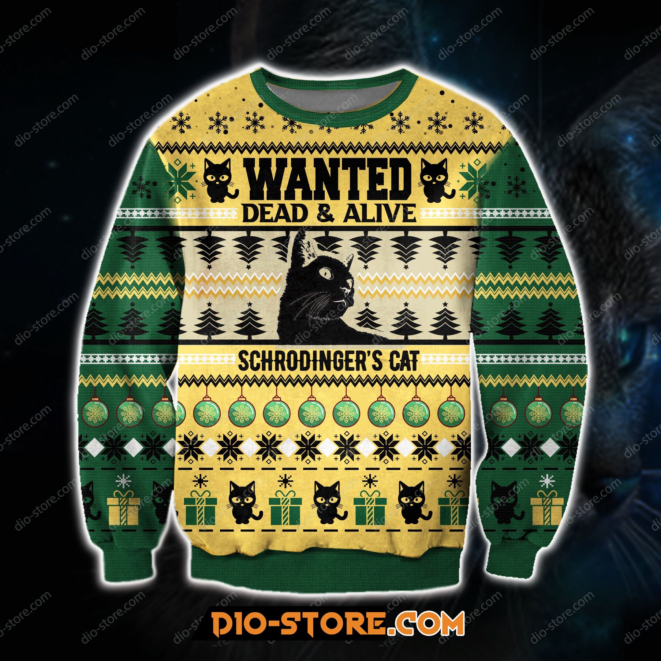Wanted Dead Alive Schrodingers Cat For Unisex Ugly Christmas Sweater Wanted Dead Alive Schrodingers Cat For Unisex Ugly Christmas Sweater