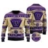Washington Huskies Football Team Logo Custom Name Personalized Ugly Christmas Sweater