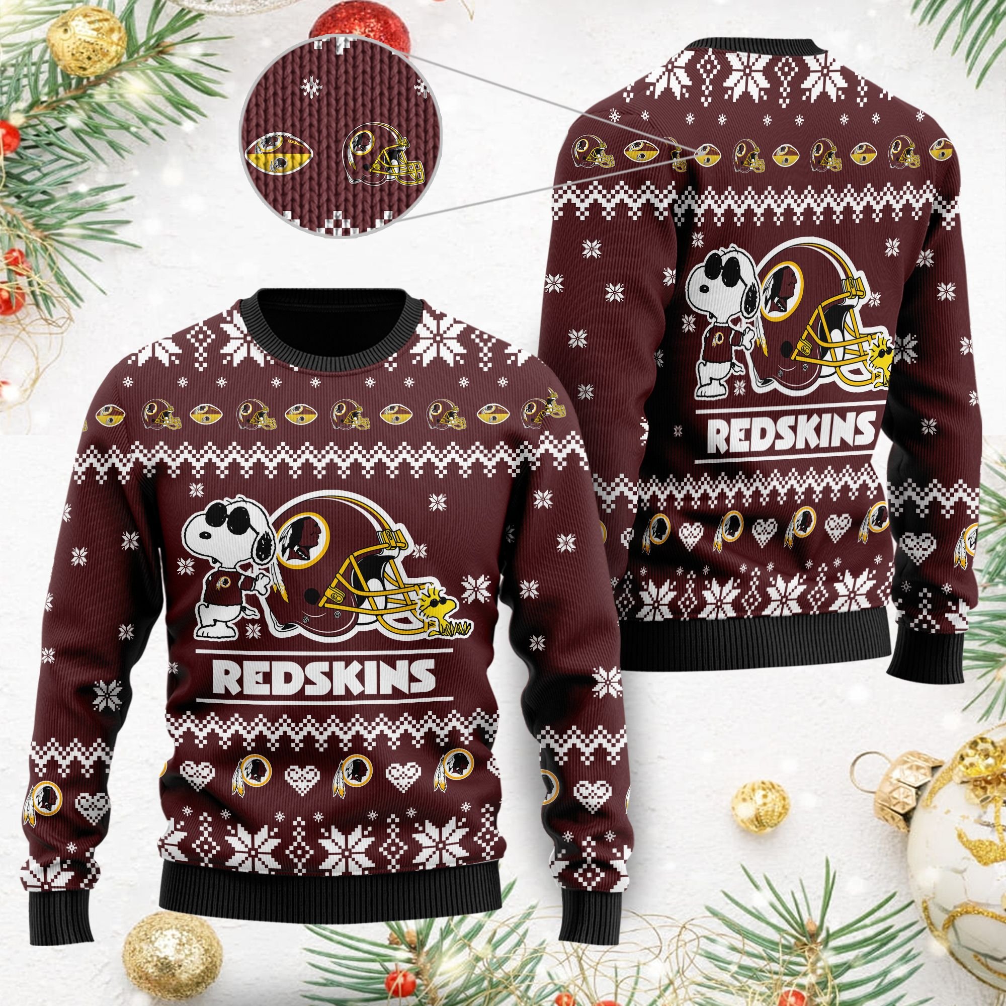 Washington Redskins Cute The Snoopy Show Football Helmet 3D All Over Print Ugly Christmas Sweater Washington Redskins Cute The Snoopy Show Football Helmet 3D All Over Print Ugly Christmas Sweater