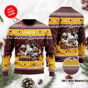 Washington Redskins Disney Donald Duck Mickey Mouse Goofy Personalized Ugly Christmas Sweater