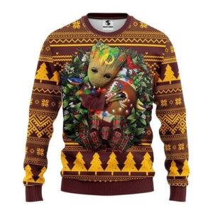 Washington Redskins Groot Hug Ugly Christmas Sweater