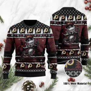 Washington Redskins Jack Skellington Halloween Holiday Party Ugly Christmas Sweater
