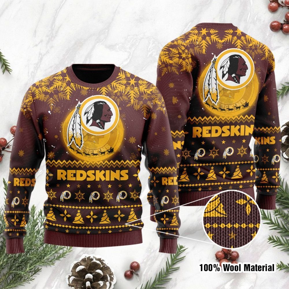 Washington Redskins Santa Claus In The Moon Ugly Christmas Sweater Washington Redskins Santa Claus In The Moon Ugly Christmas Sweater