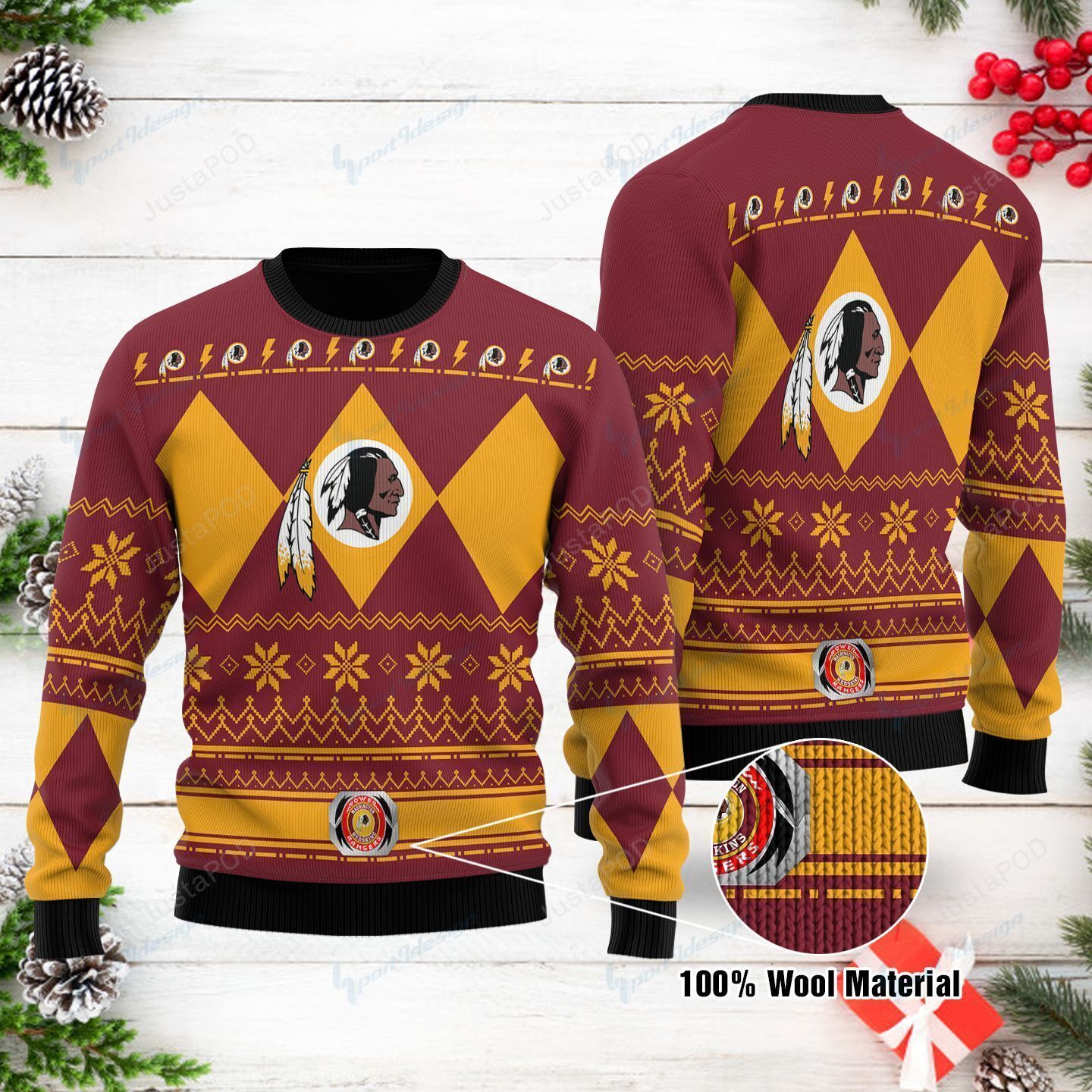 Washington Redskins Woolen Ugly Christmas Sweater Washington Redskins Woolen Ugly Christmas Sweater