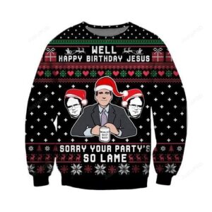 Well Happy Birthday Jesus Your Party’s So Lame Knitting Pattern For Unisex Ugly Christmas Sweater