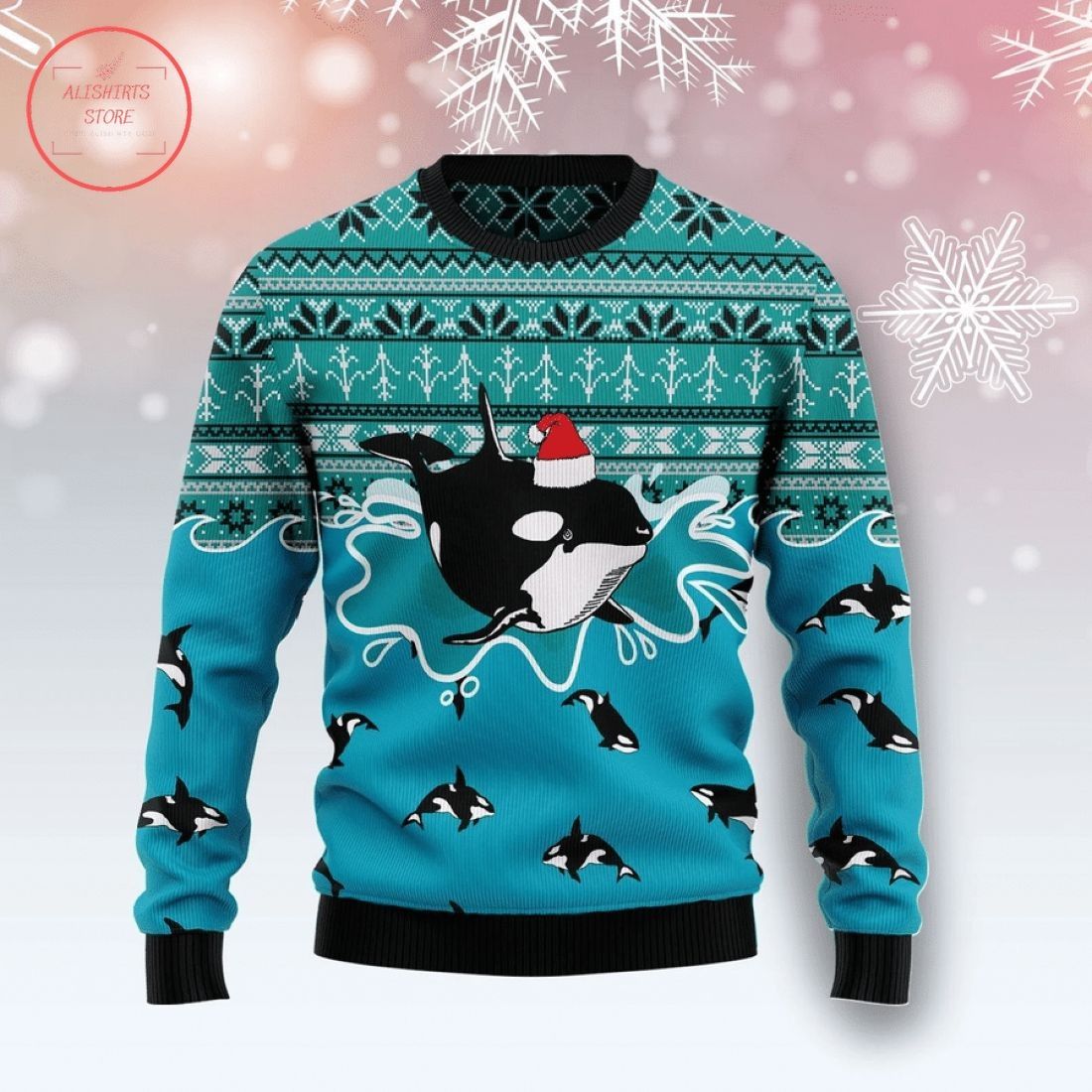 Whale Santa Claus Ugly Christmas Sweater Whale Santa Claus Ugly Christmas Sweater