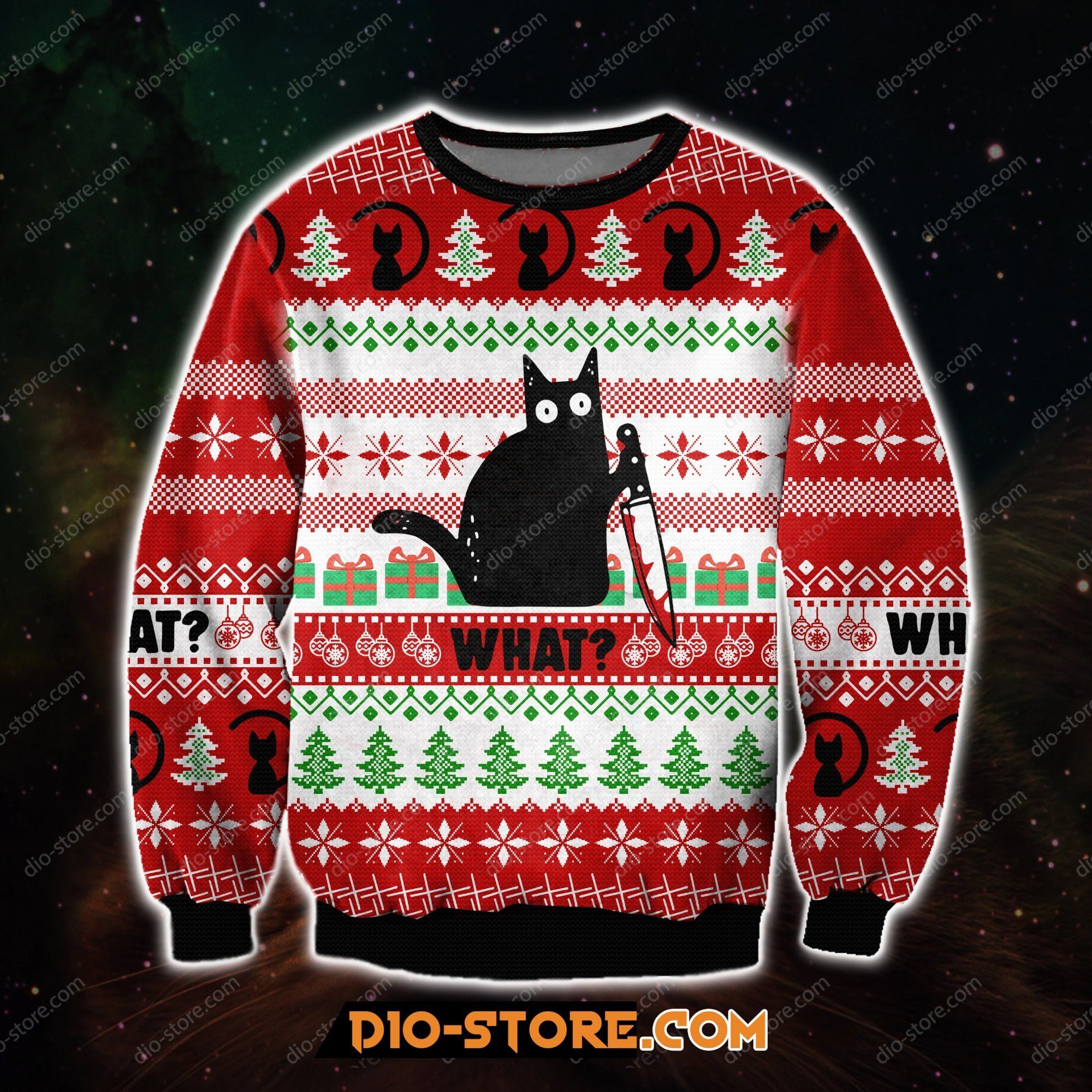 What Black Cat Ugly Christmas Sweater What Black Cat Ugly Christmas Sweater