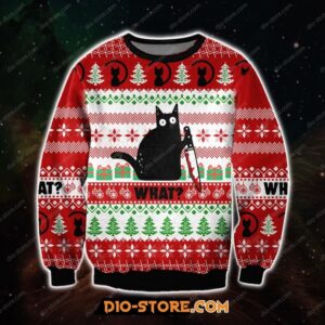 What black cat ugly Christmas sweater