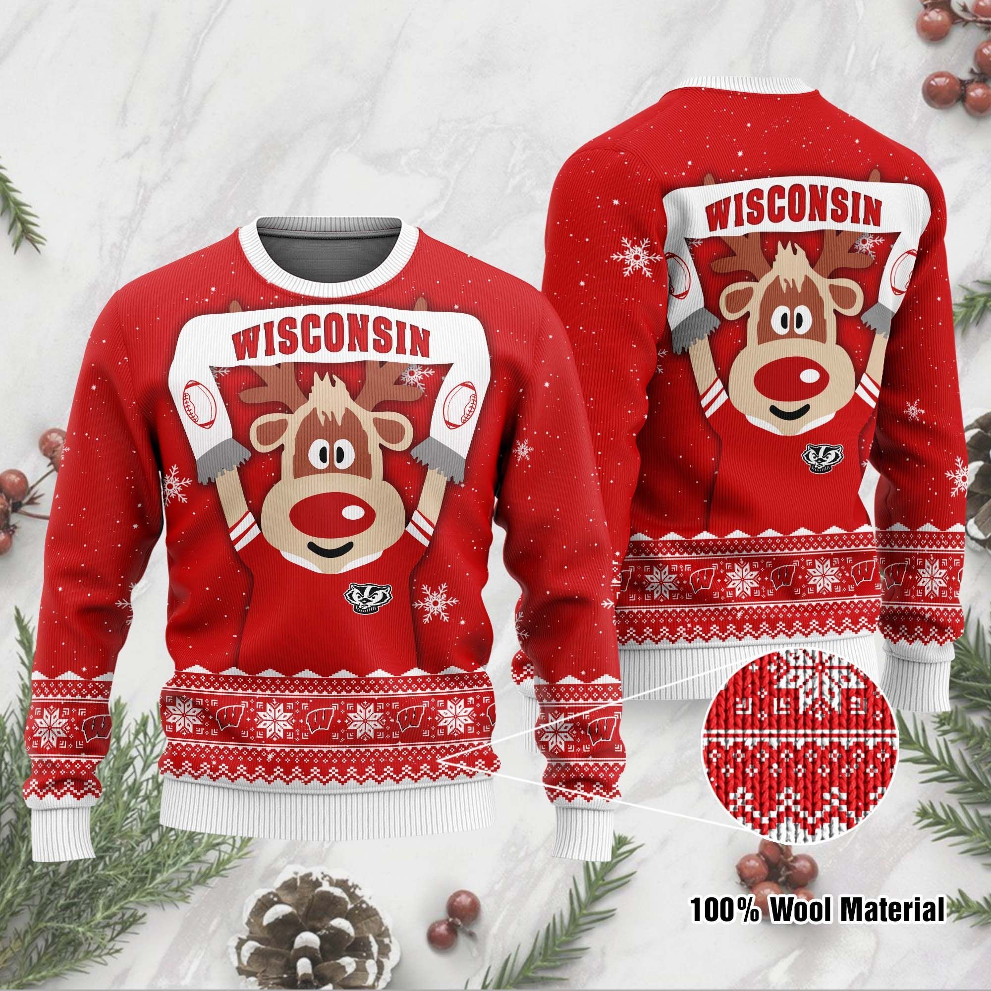 Wisconsin Badgers Funny Ugly Christmas Sweater Wisconsin Badgers Funny Ugly Christmas Sweater