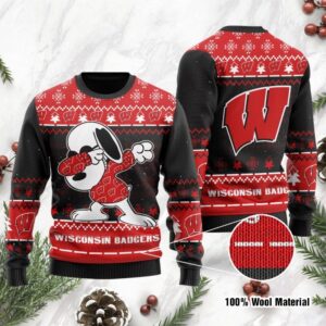 Wisconsin Badgers Snoopy Dabbing Ugly Christmas Sweater