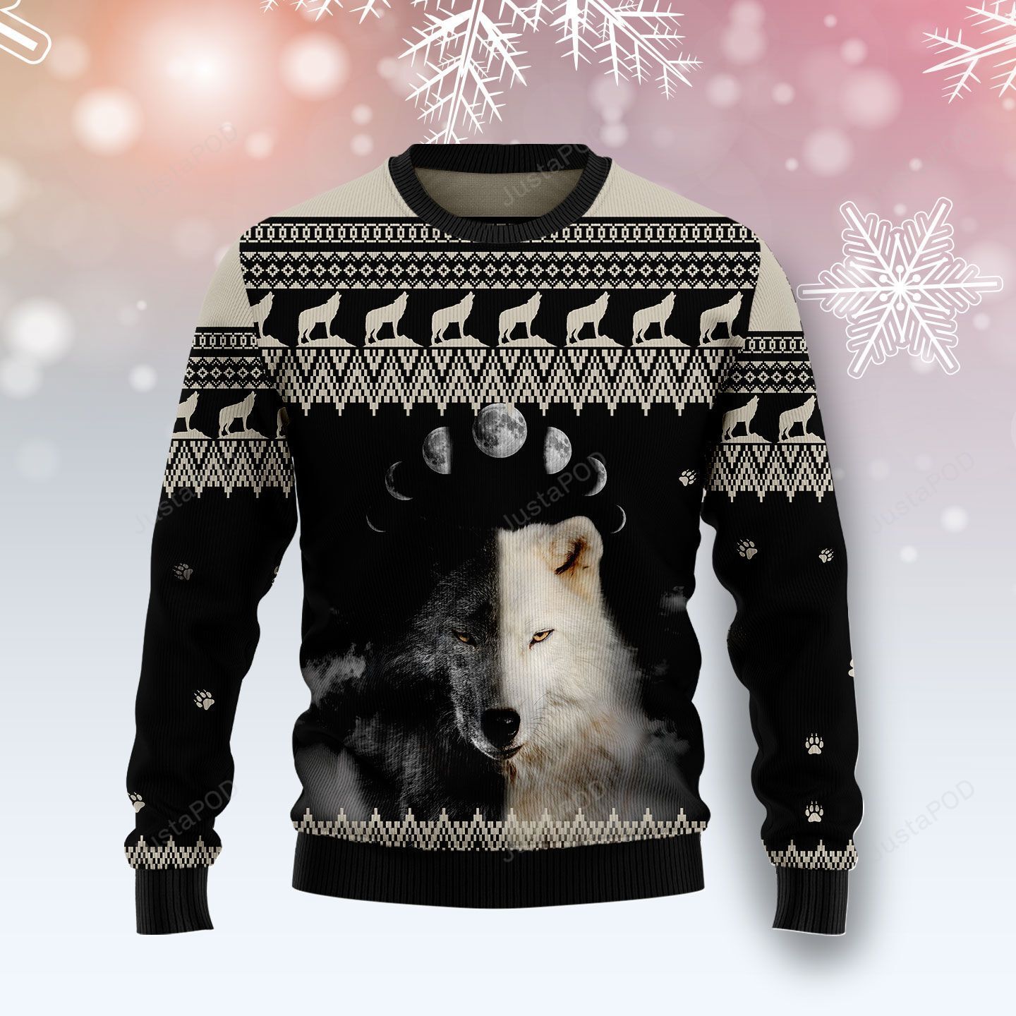 Wolf Day And Night Ugly Christmas Sweater Wolf Day And Night Ugly Christmas Sweater